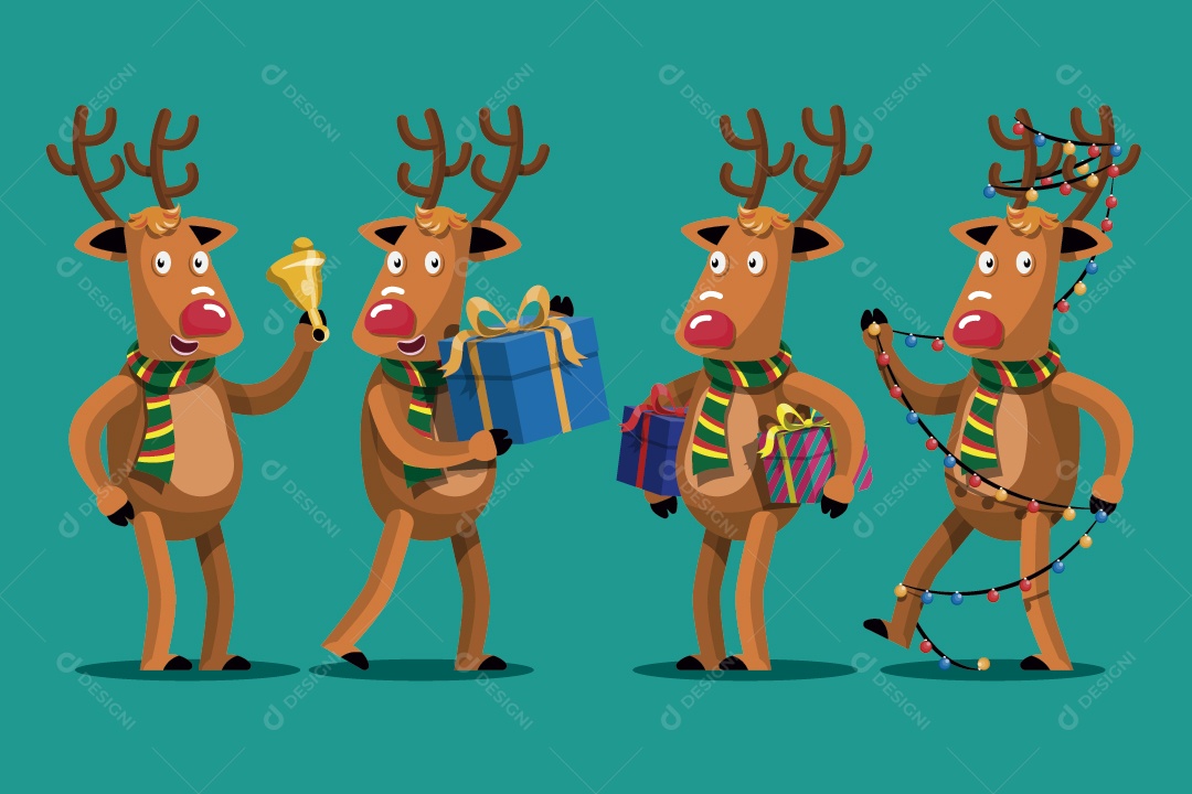 Ilustração de Rena de Natal Vetor EPS