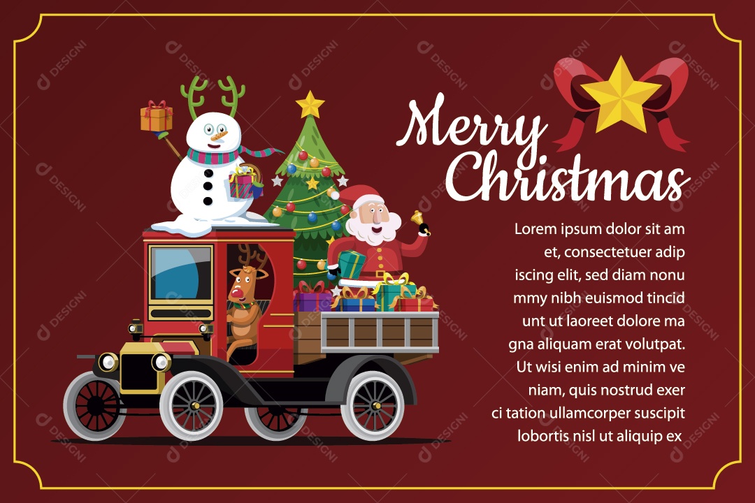 Ilustração de Natal Carro de Presentes Vetor EPS