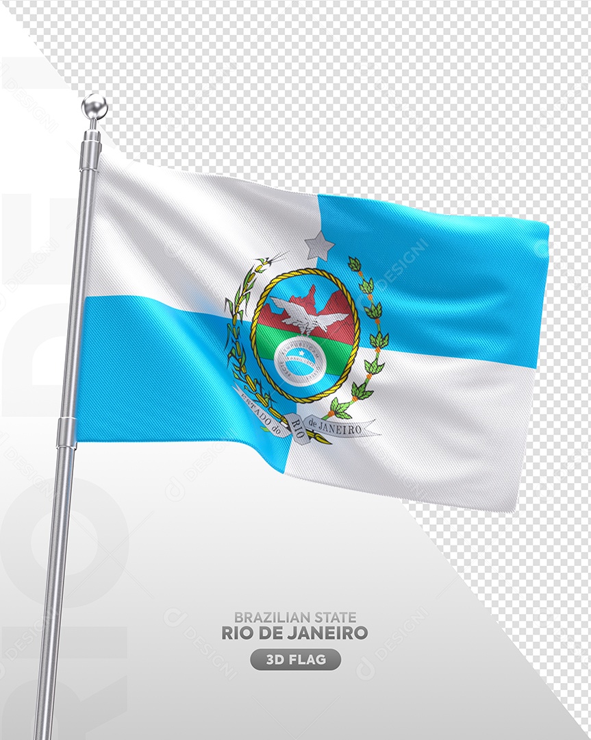 Bandeira do Estado do Rio de Janeiro Elemento 3D para Composição PSD