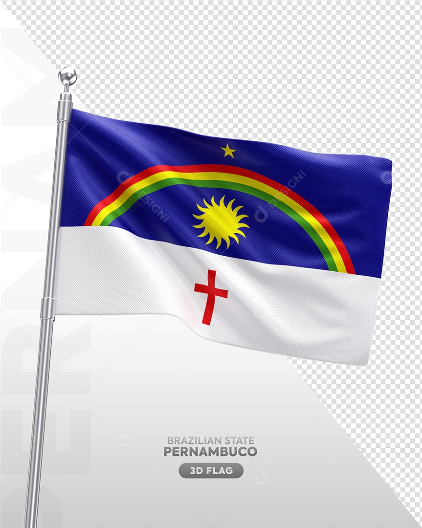 Bandeira do Estado de Pernambuco Elemento 3D para Composição PSD