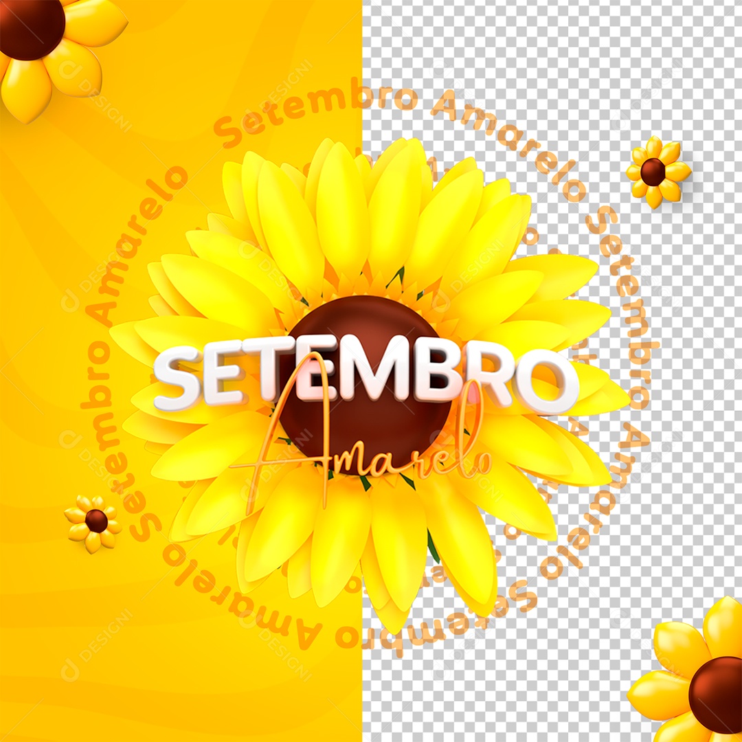 Setembro Amarelo Selo 3D para Composição PSD