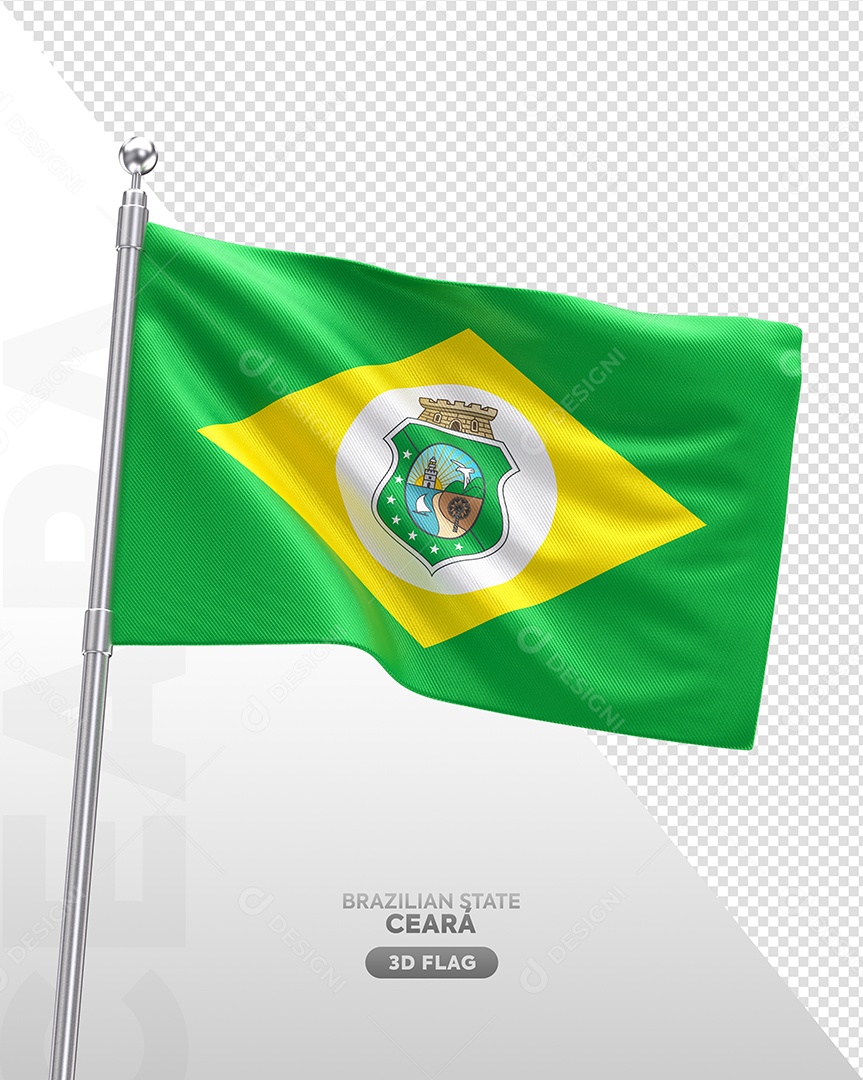 Bandeira do Estado de Ceará Elemento 3D para Composição PSD