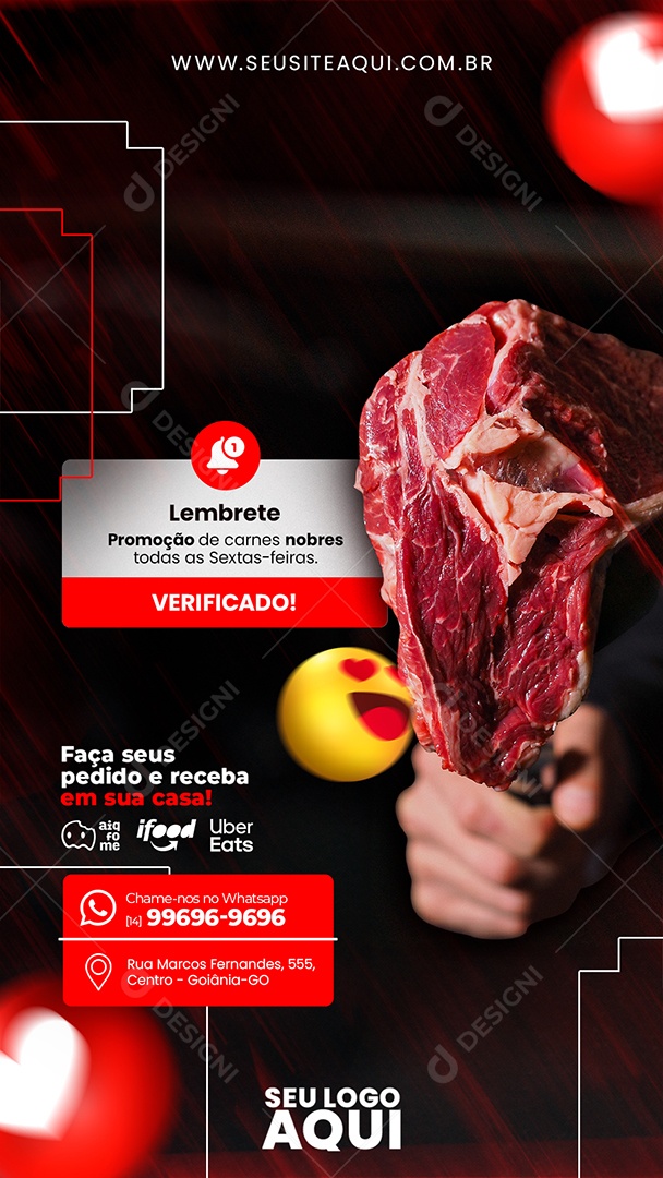 Story Açougue Lembrete Promoção De Carnes Social Media PSD Editável