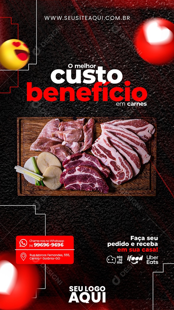 Social Media Story o Melhor Custo Beneficio Em Carnes PSD Editável