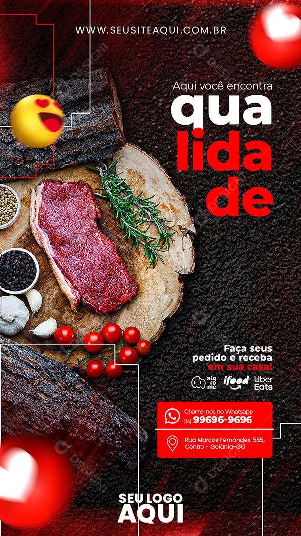 Social Media Story Aqui Você Encontra Qualidade Açougue PSD Editável