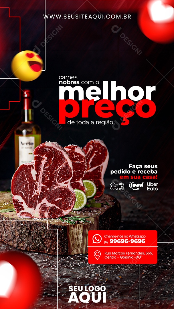 Social Media Story Carnes Nobres Com O Melhor Preço PSD Editável