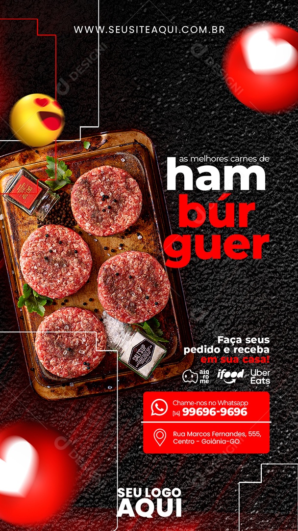 Story As Melhores Carnes de Hambúrguer Açougue Social Media PSD Editável