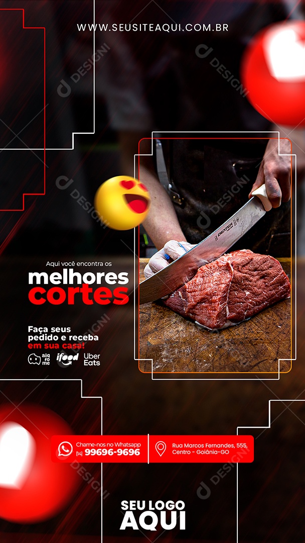 Social Media Story Melhore Cortes Açougue PSD Editável
