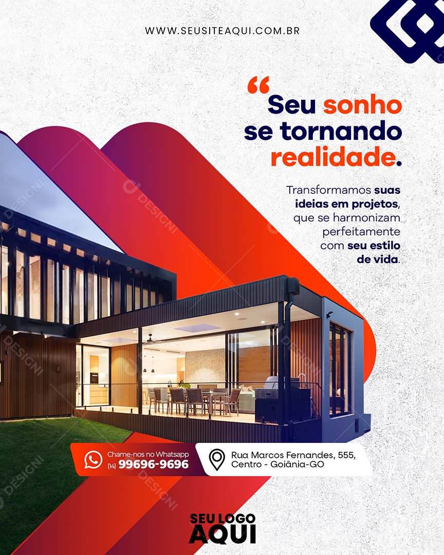 Social Media Seu Sonho Se Tornando Realidade Arquitetura PSD Editável