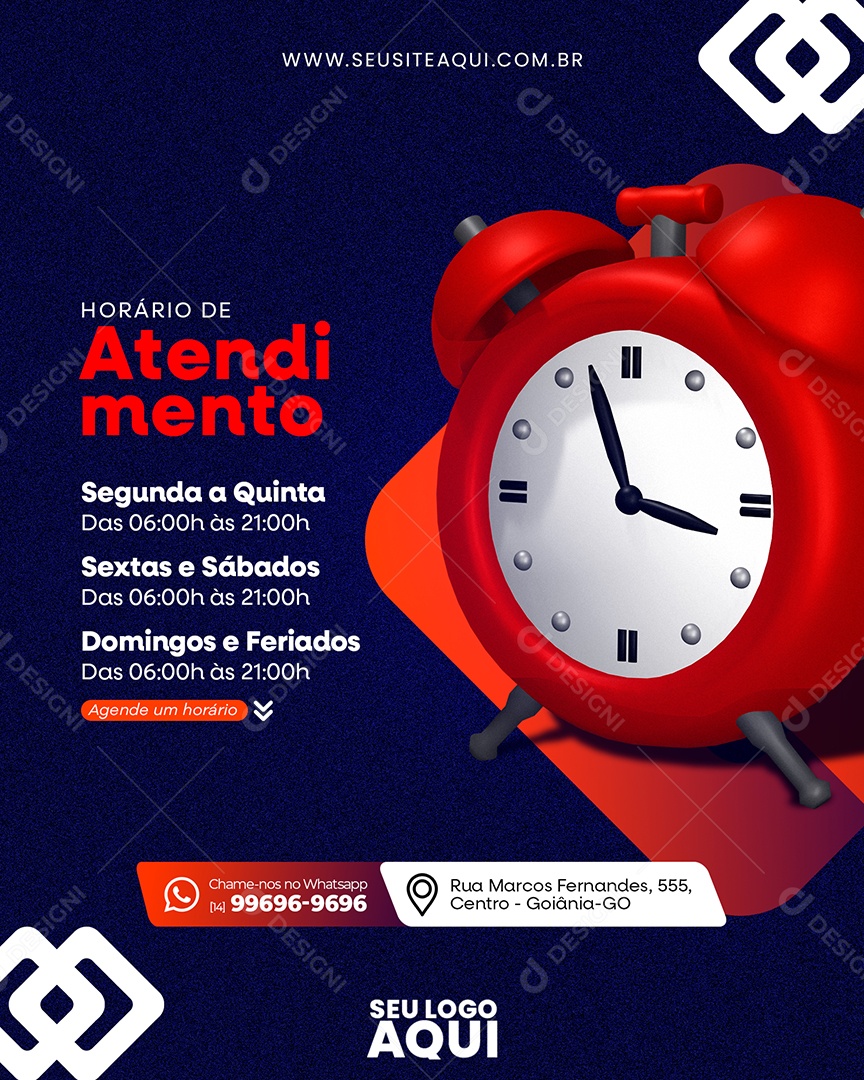 Horário De Atendimento Arquitetura Social Media PSD Editável