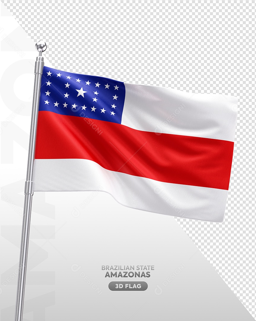 Bandeira do Estado de Amazonas Elemento 3D para Composição PSD
