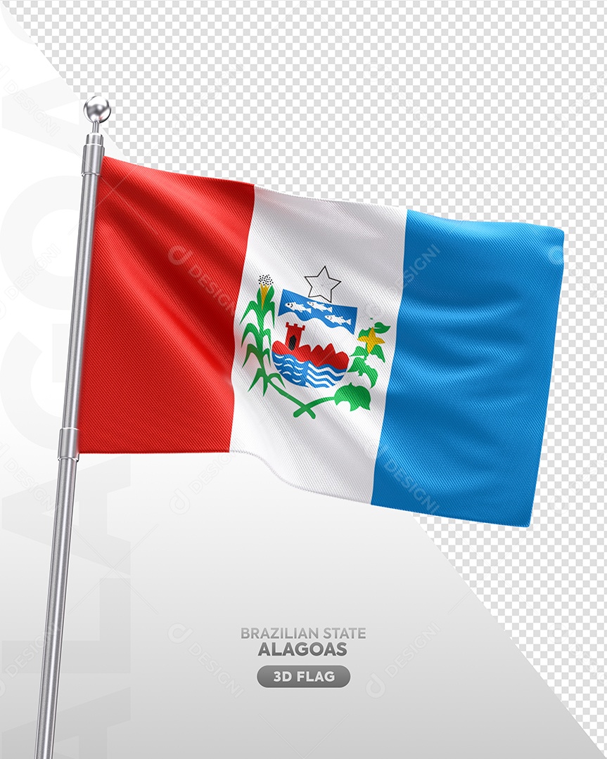 Bandeira do Estado de Alagoas Elemento 3D para Composição PSD