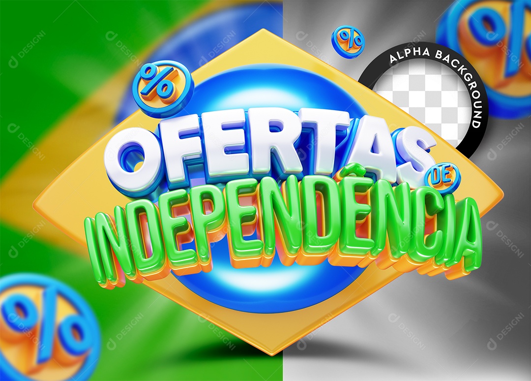Ofertas De Independência Selo 3D para Composição PSD