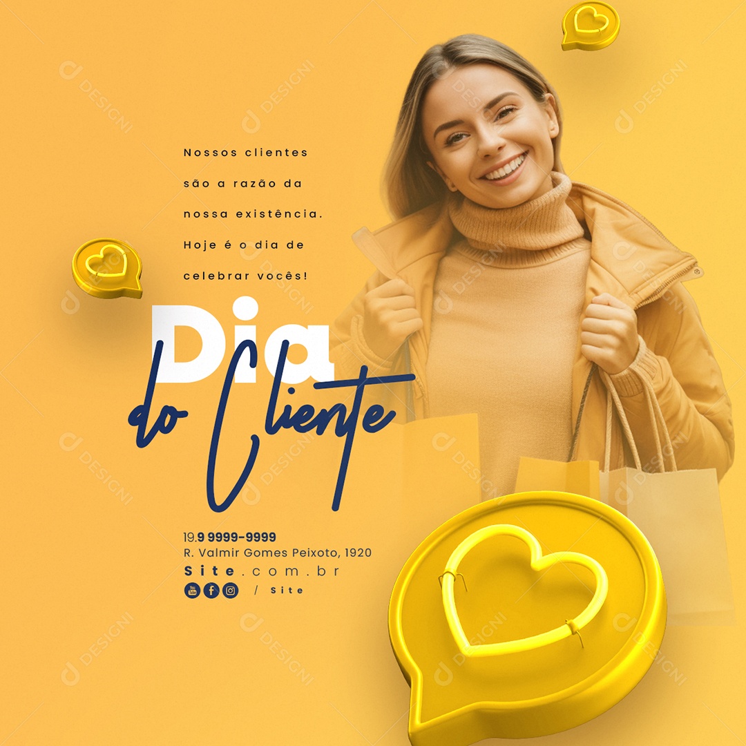 Dia Do Cliente São a Razão da Nossa Existência Social Media PSD Editável