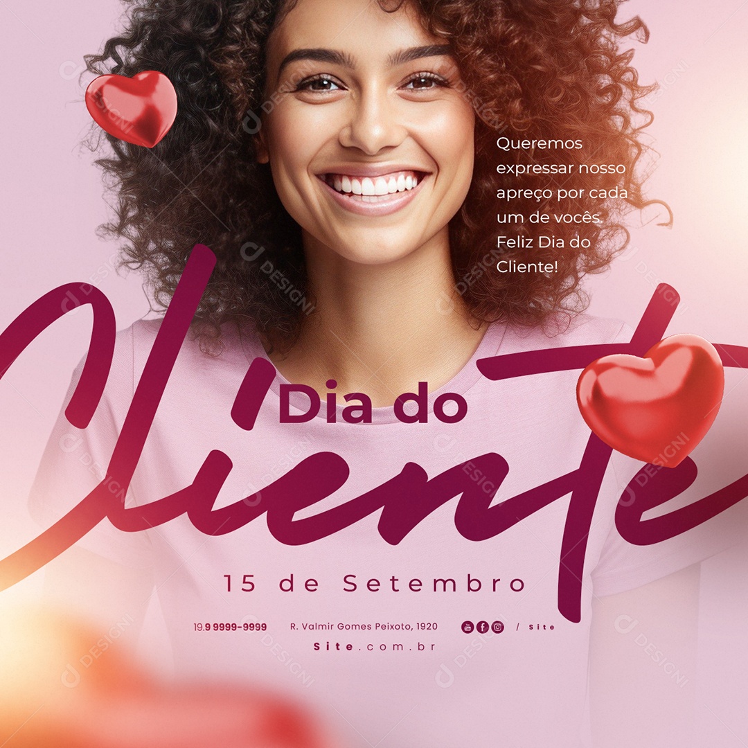Dia Do Cliente Queremos Expressar Nosso Apreço por Cada um de Vocês Social Media PSD Editável