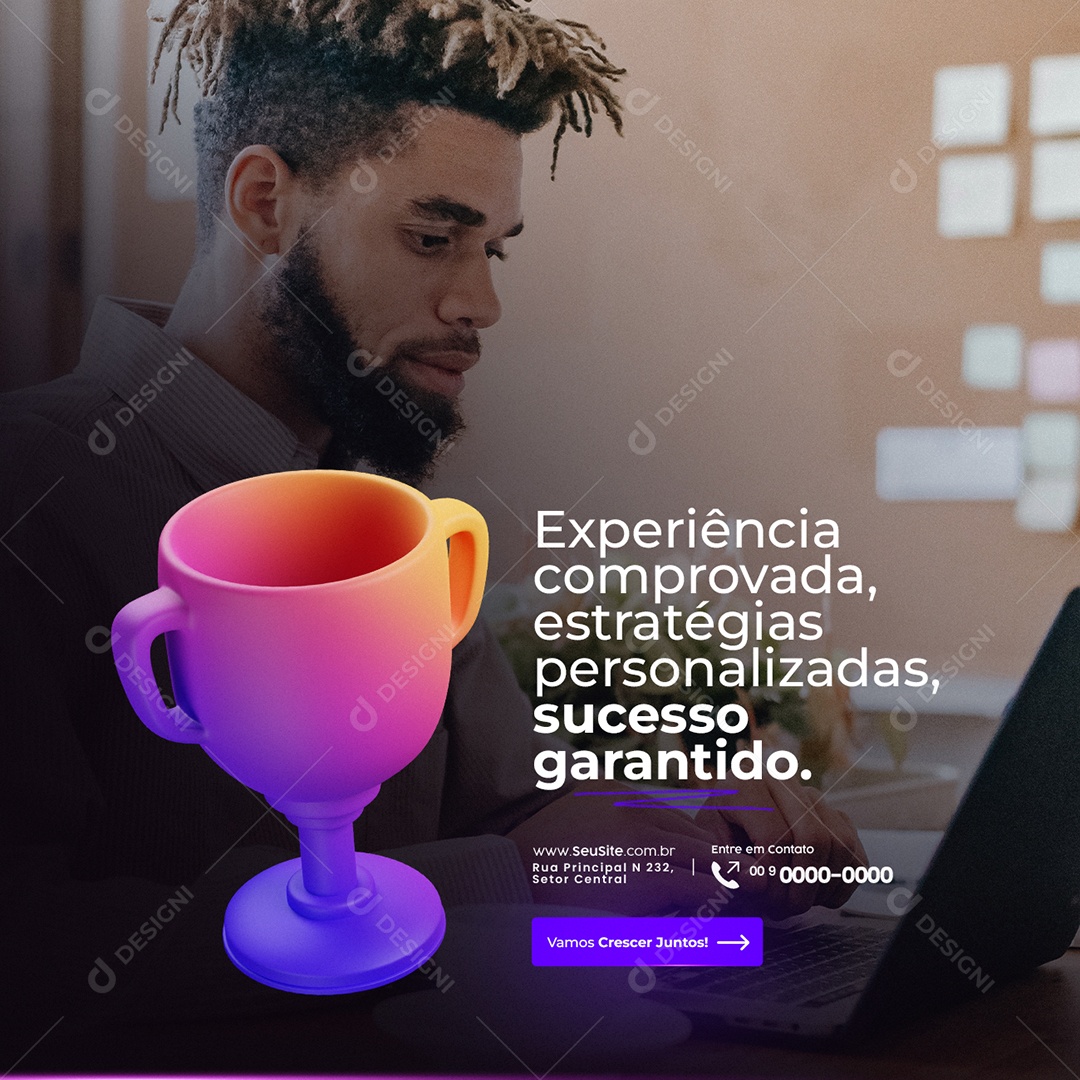 Marketing Digital Experiência Comprovada Estratégias Personalizadas Sucesso Garantido Social Media PSD Editável