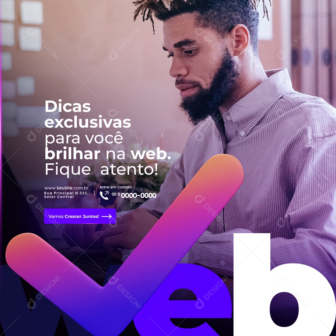 Marketing Digital Dicas Exclusivas para Você Brilhar na Web Fique Atento Social Media PSD Editável