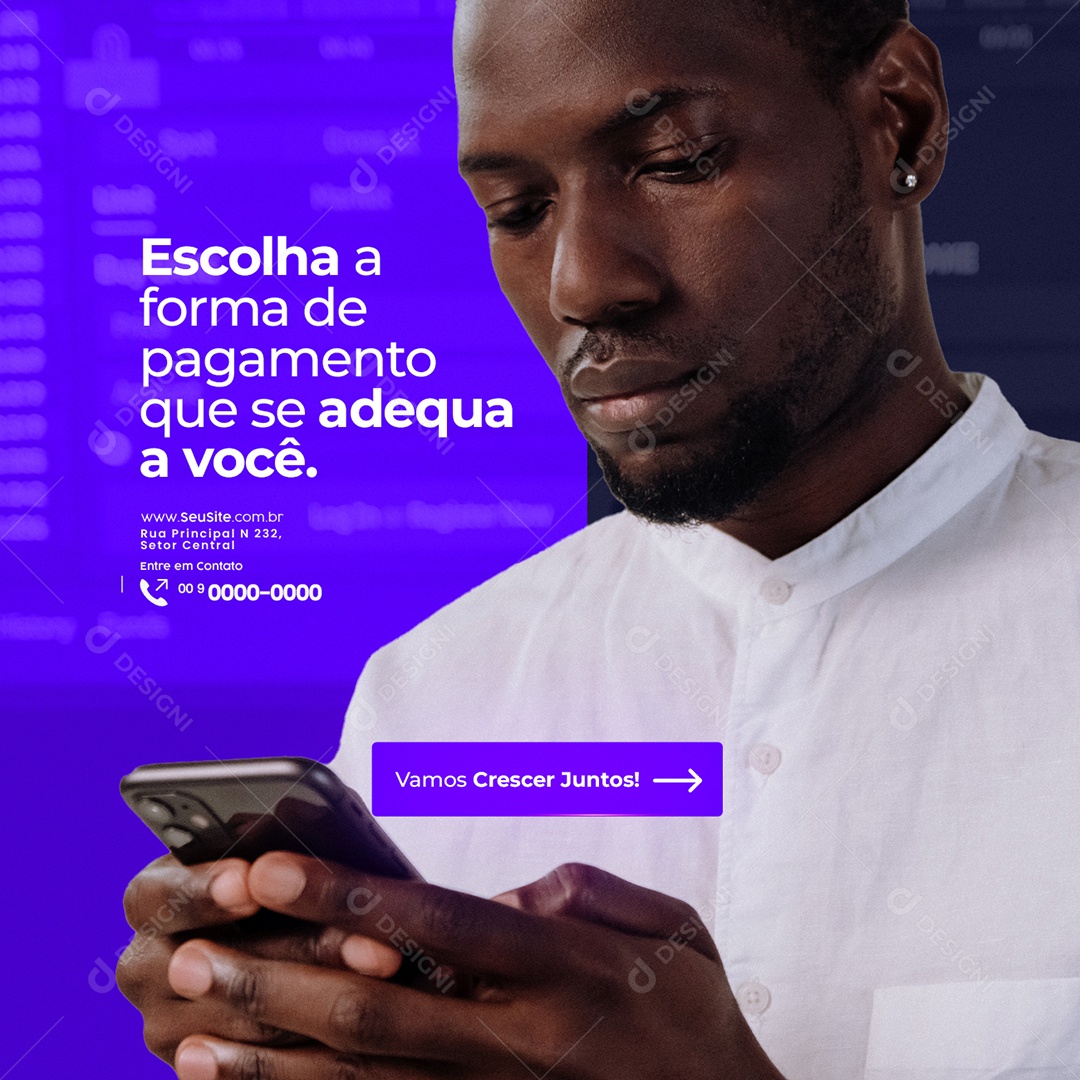 Marketing Digital Escolha a Forma de Pagamento que se Adequa a Você Social Media PSD Editável