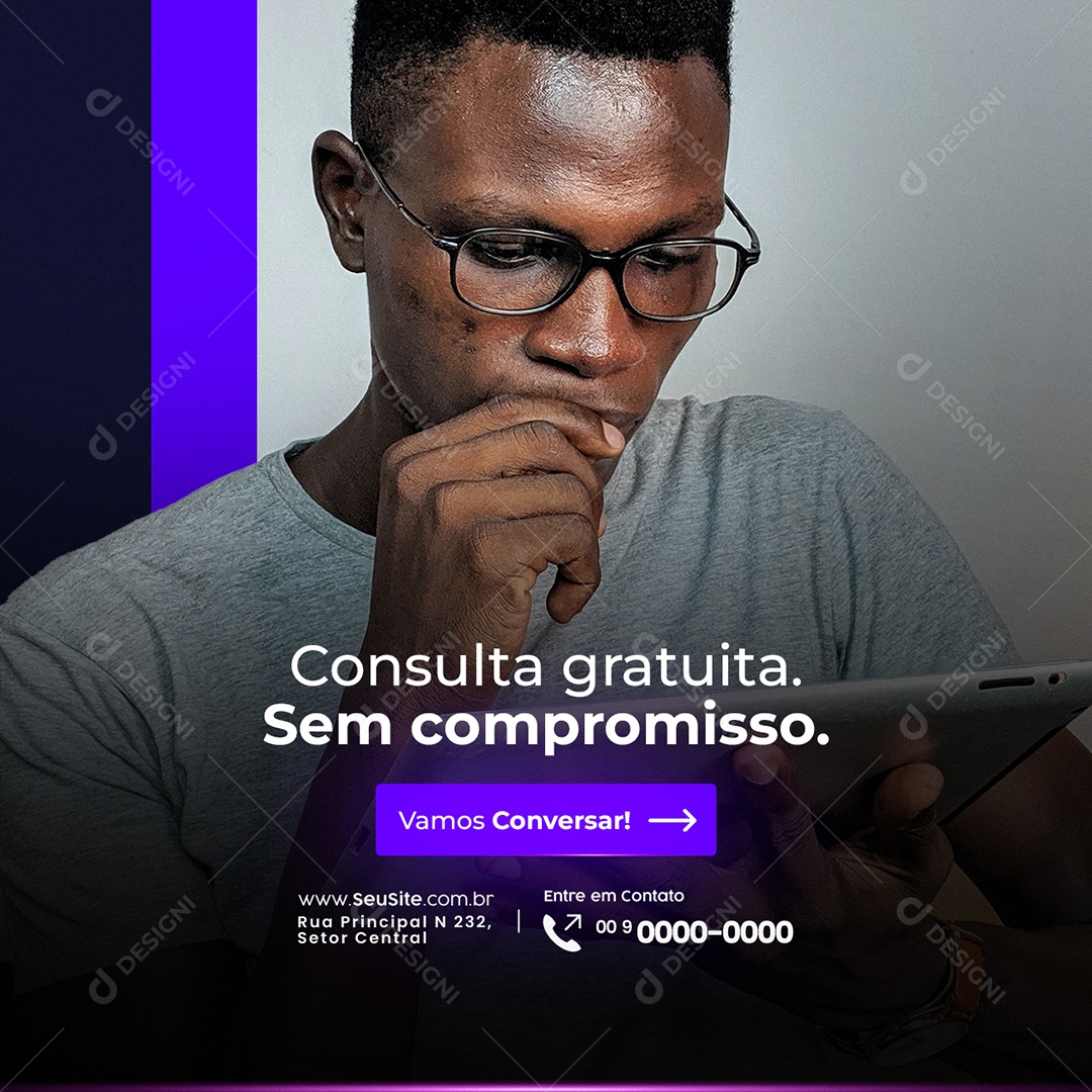 Marketing Digital Consulta Gratuita sem Compromisso Vamos Conversar Social Media PSD Editável