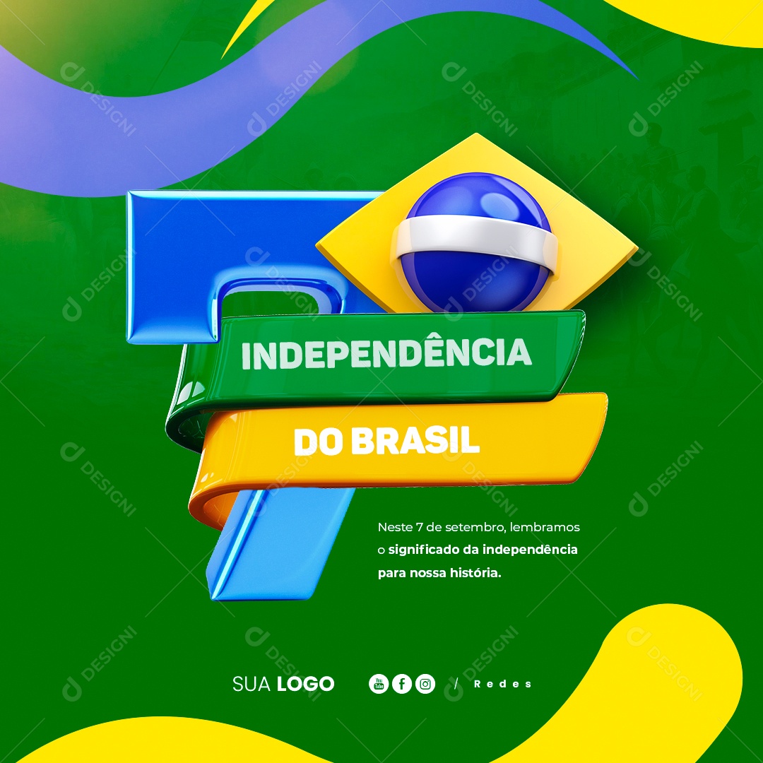 Dia da Independência do Brasil 7 De Setembro Social Media PSD Editável