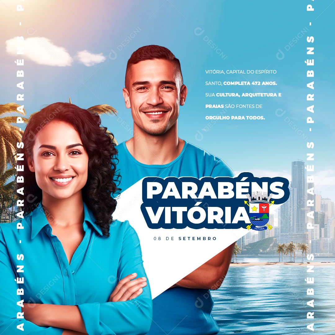 Parabéns Vitória 08 de Setembro Capital do Espírito Santo Social Media PSD Editável