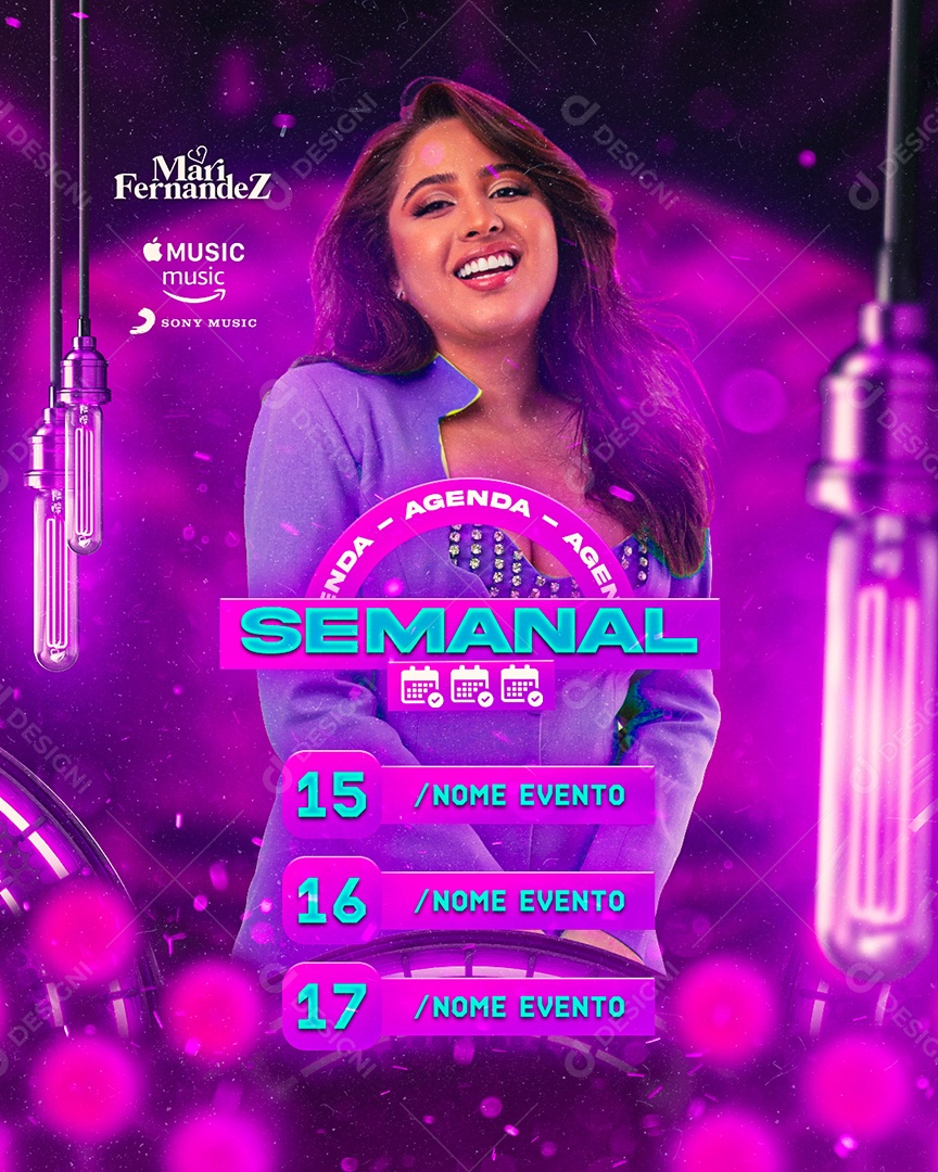 Flyer Agenda Semanal Mari Fernandez Social Media PSD Editável