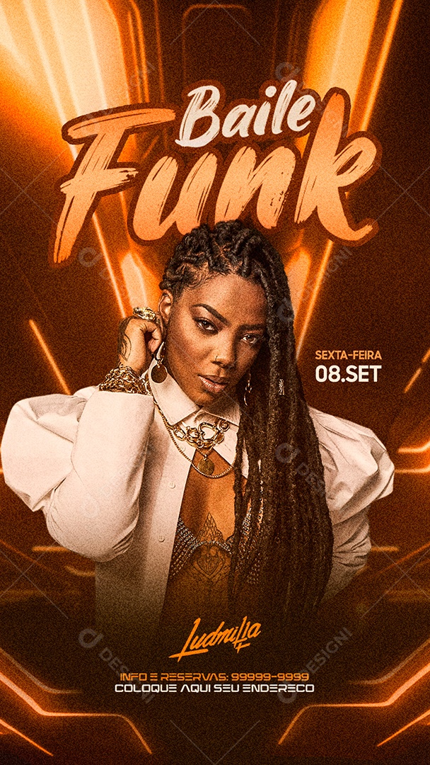 Flyer Story Baile Funk Ludmilla Social Media PSD Editável