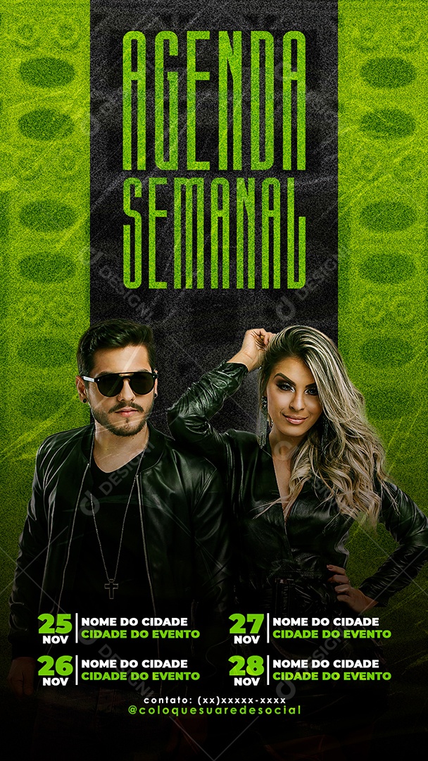 Social Media Flyer Story Agenda Semanal PSD Editável