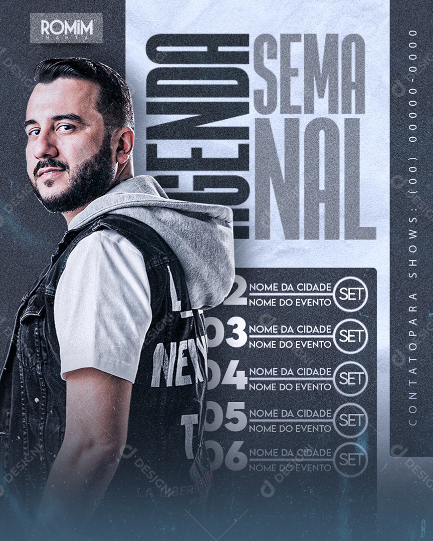 Social Media Feed Flyer Agenda Semanal PSD Editável