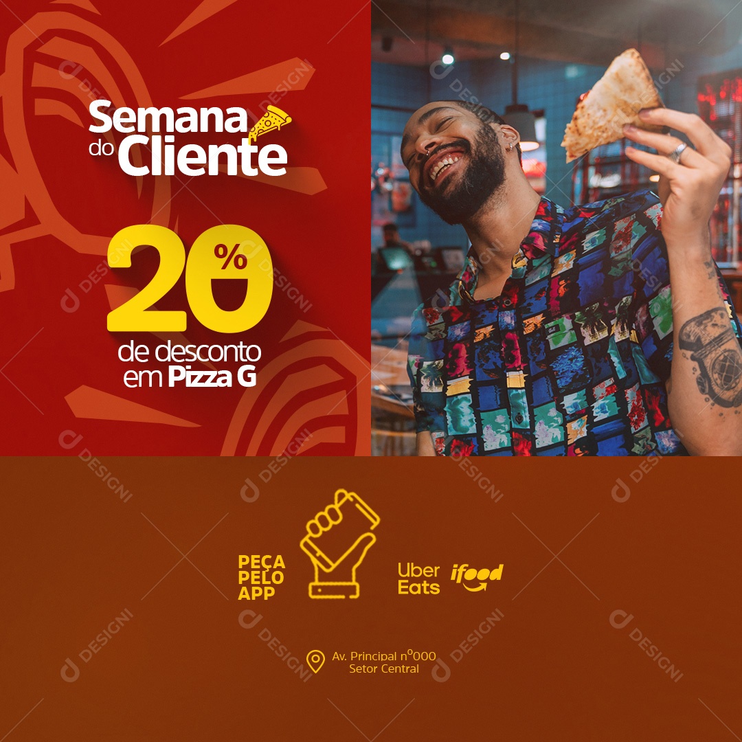 Social Media Feed Semana Do Cliente 20% De Desconto Em Pizza G PSD Editável