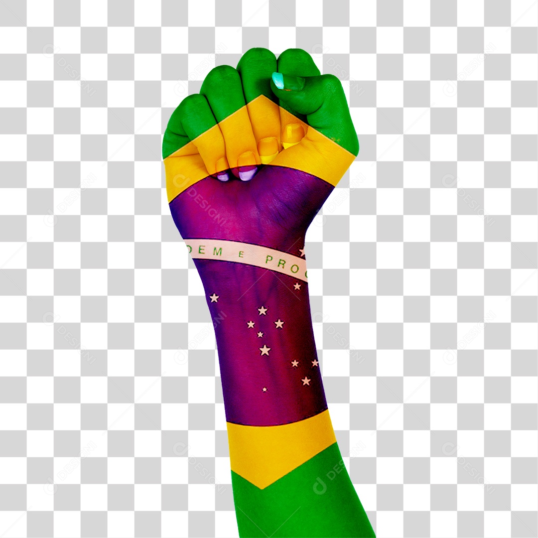 Braço Pintado com as Cores da Bandeira do Brasil PNG Transparente