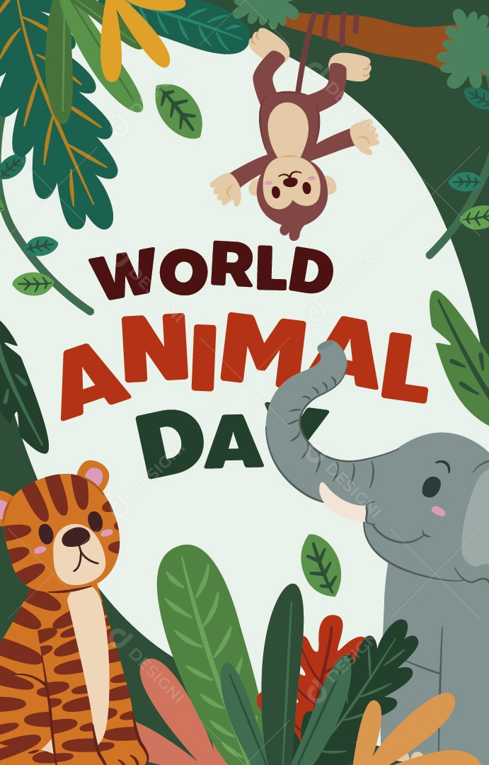 Dia Mundial dos Animais 4 de Outubro Ilustração Vetor EPS