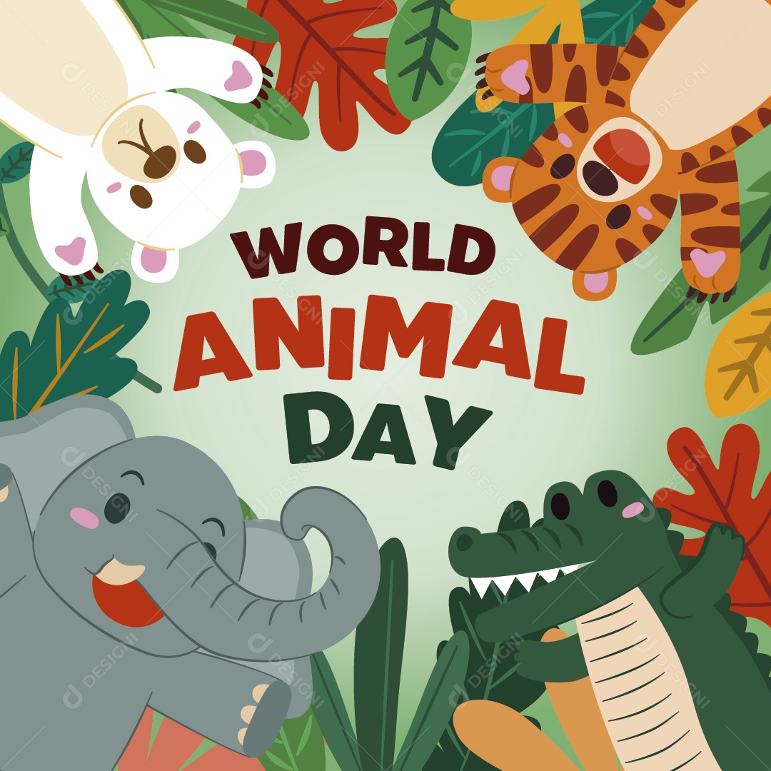 Dia Mundial dos Animais 4 de Outubro Ilustração Vetor EPS
