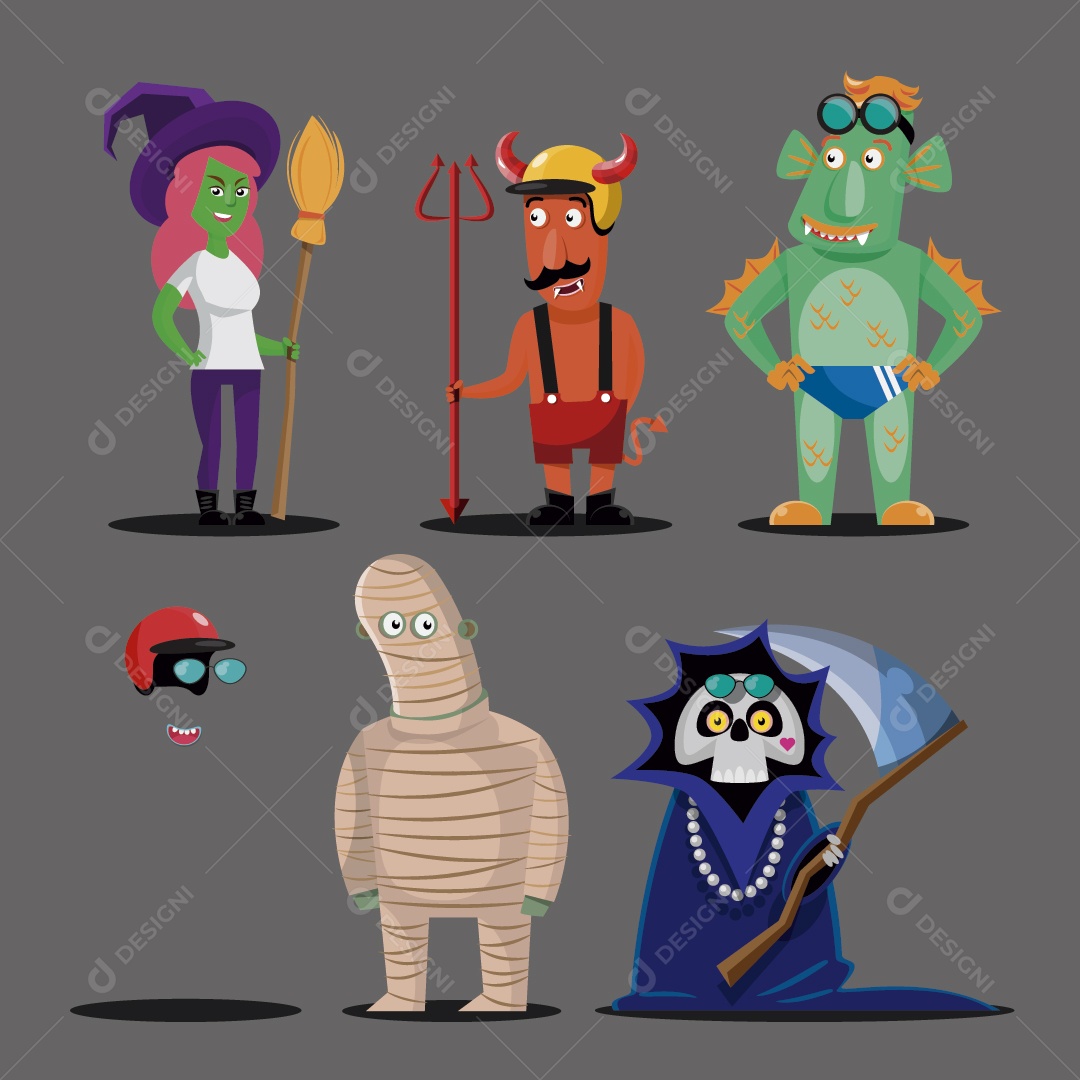 Monstros do Halloween Ilustração Vetor EPS