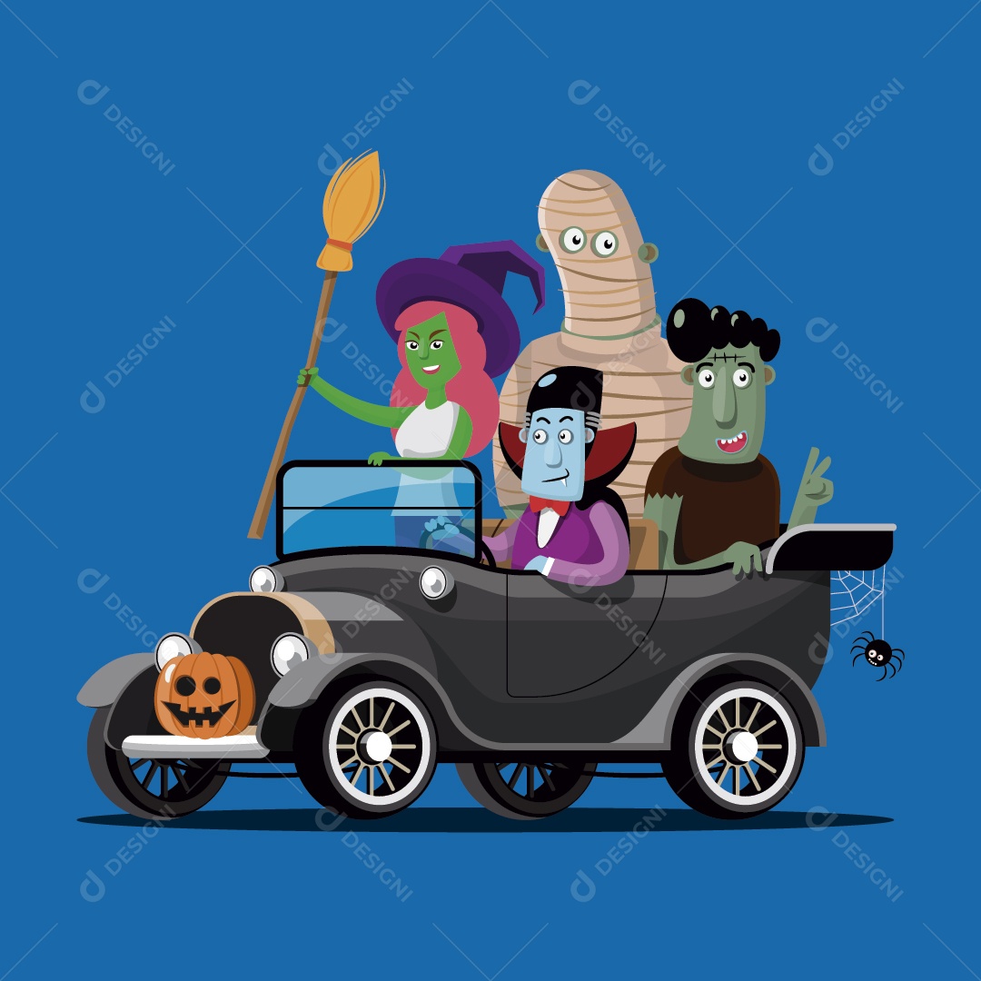 Monstros de Carro Ilustração Vetor EPS