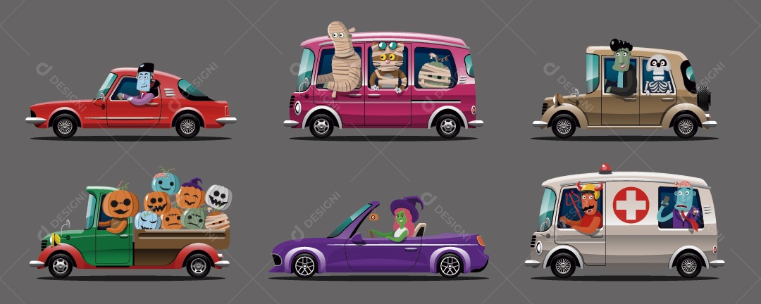 Monstros de Carro Ilustração Vetor EPS