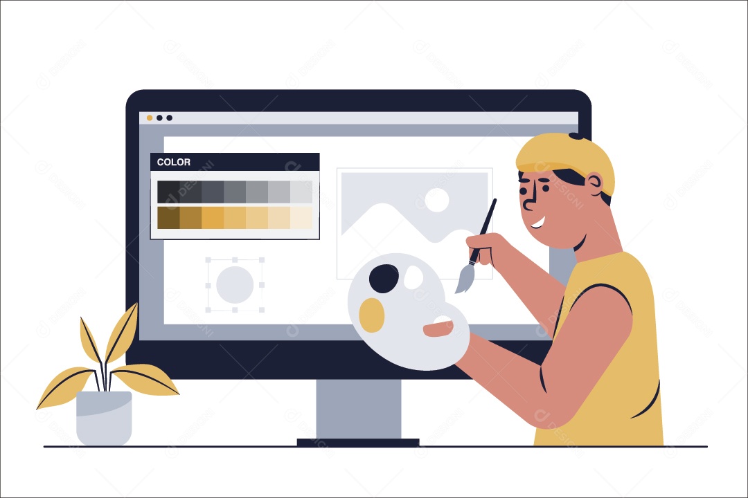 Conceito de Artista Digital Ilustração Vetor EPS