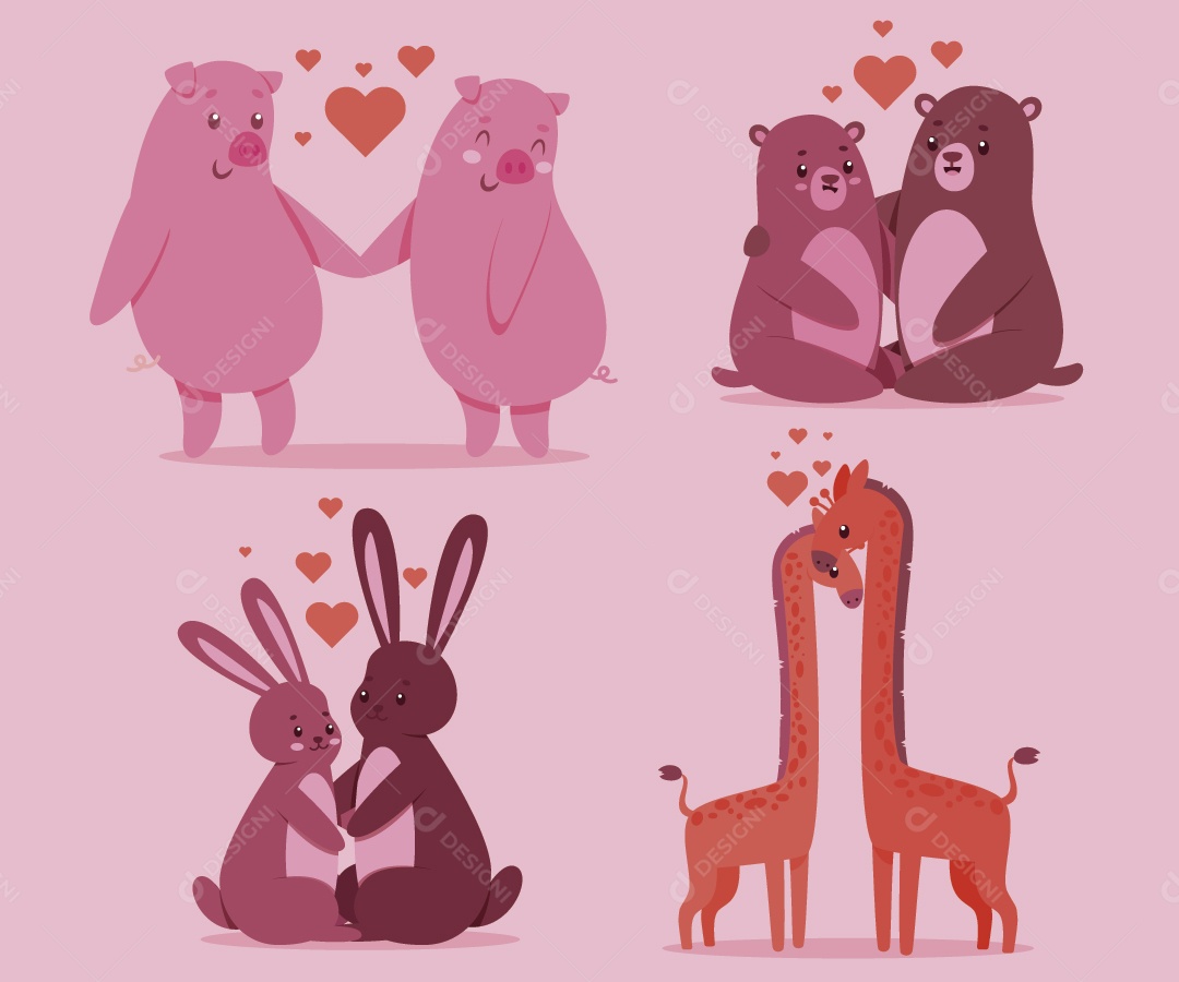 Casal de Animais Ilustração Vetor EPS