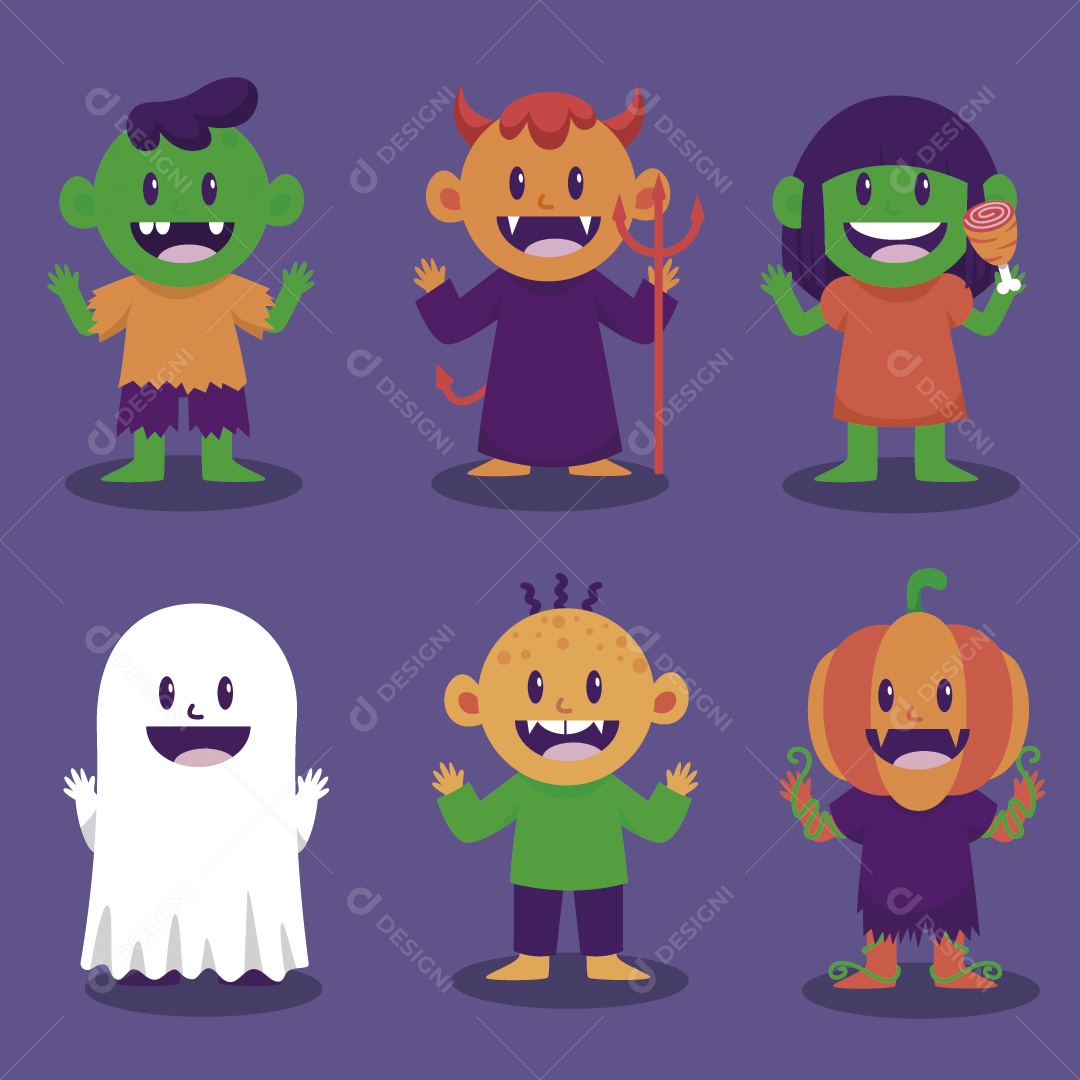 Monstros do Halloween Ilustração Vetor EPS