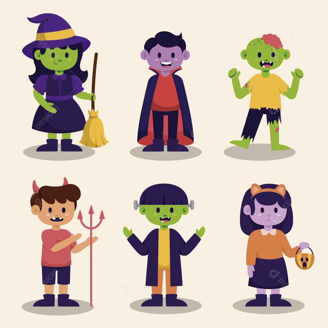 Monstros do Halloween Ilustração Vetor EPS