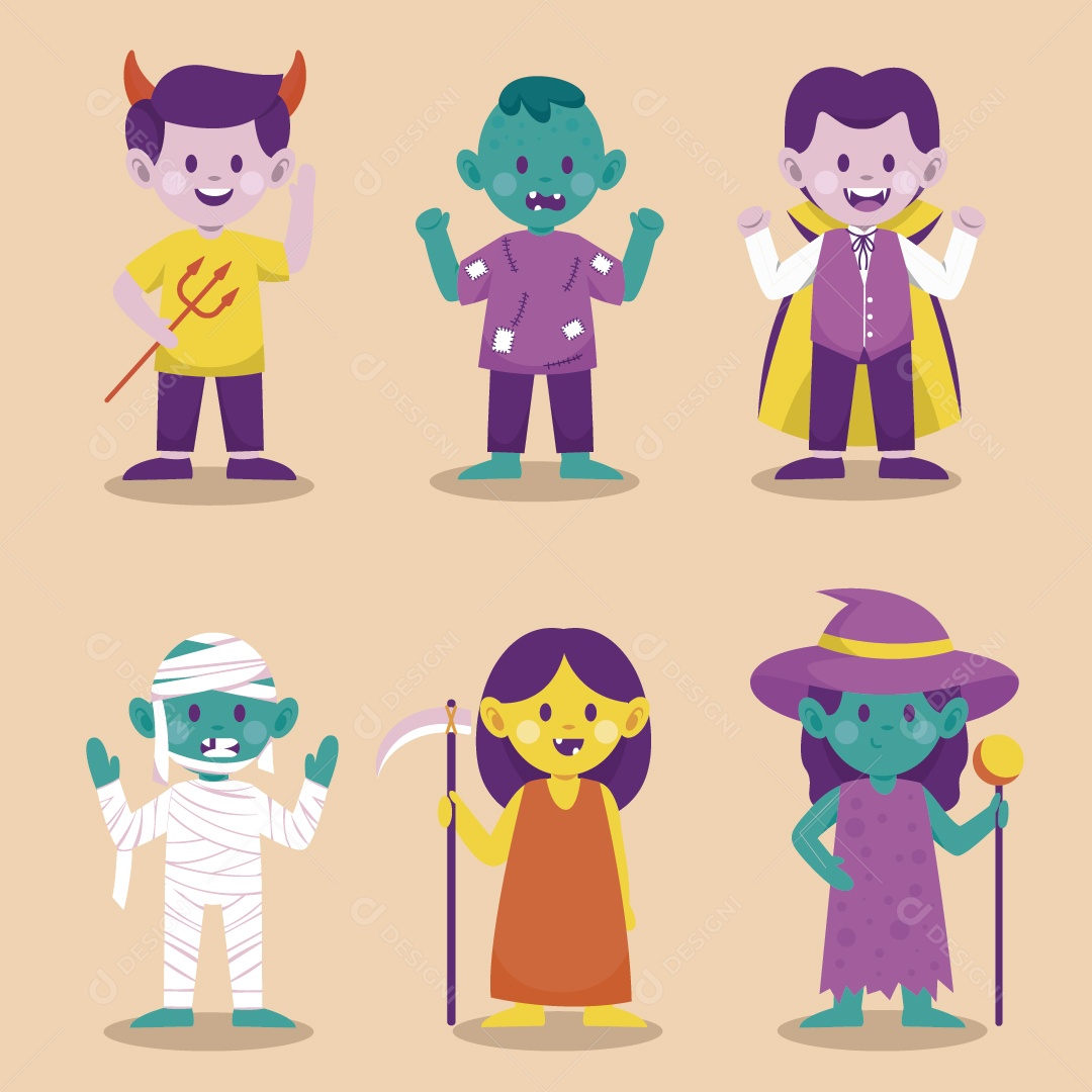 Monstros do Halloween Ilustração Vetor EPS