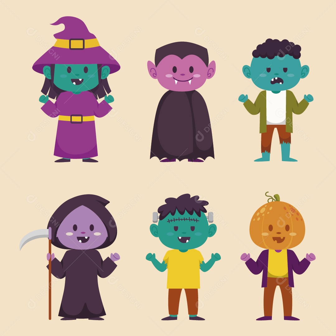 Monstros do Halloween Ilustração Vetor EPS
