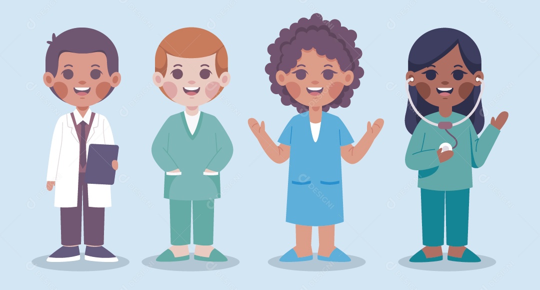 Médicos e Enfermeiros Ilustração Vetor EPS