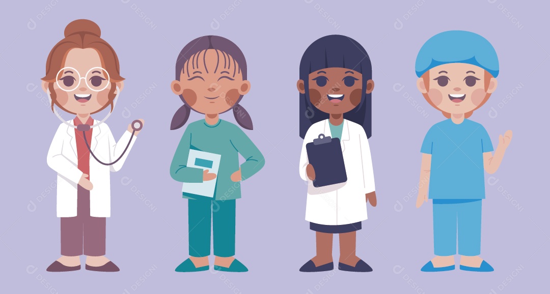 Médicos e Enfermeiros Ilustração Vetor EPS