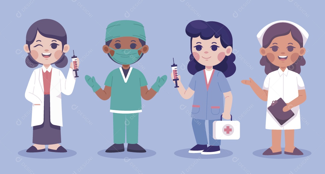 Médicos e Enfermeiros Ilustração Vetor EPS