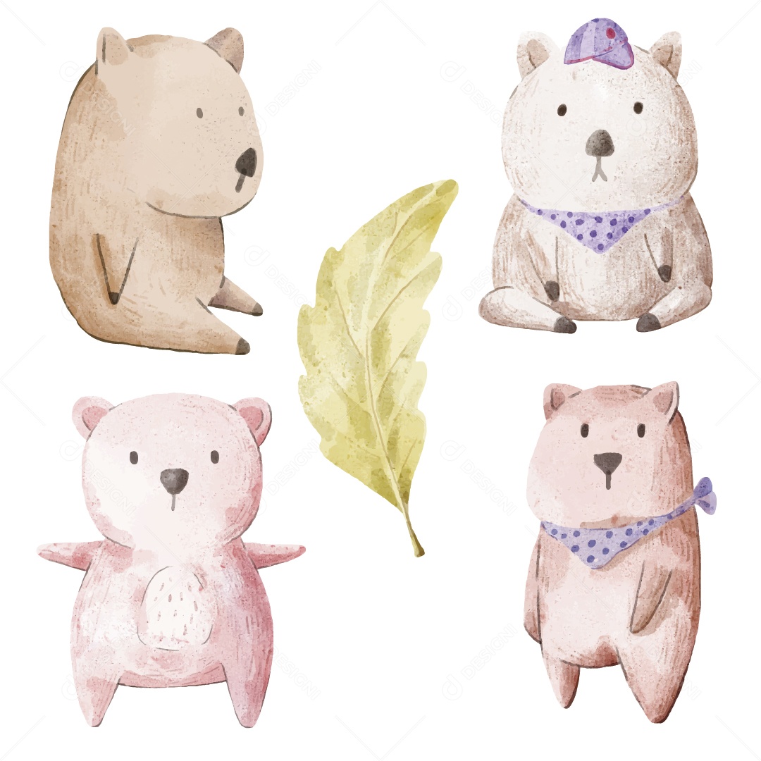 Urso em Aquarela Ilustração Vetor EPS