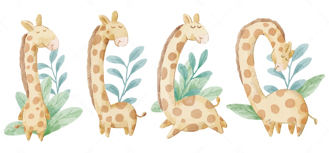 Girafa em Aquarela Ilustração Vetor EPS