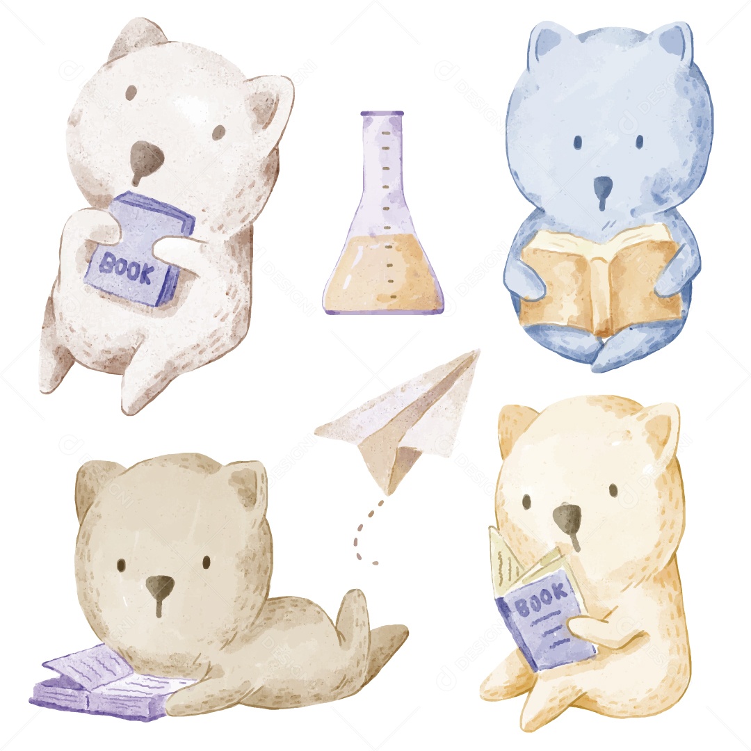 Urso em Aquarela Ilustração Vetor EPS