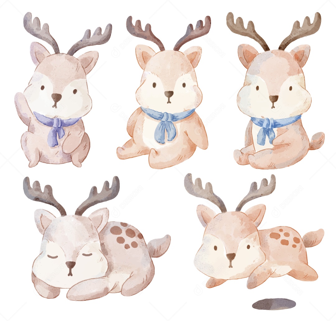 Rena Aquarela Ilustração Vetor EPS