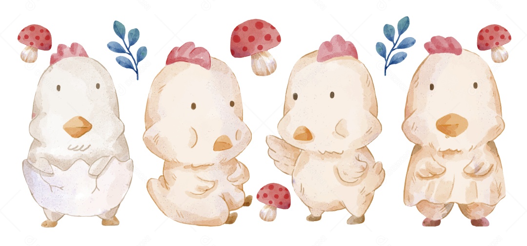 Galinha em Aquarela Ilustração Vetor EPS